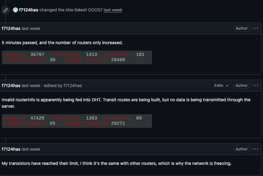 Graph showing I2P network congestion from Kimwolf botnet Sybil attack
